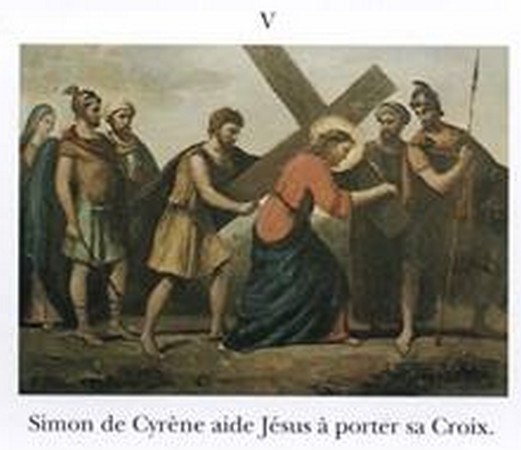 5è station:  Jésus est aidé par le Cyrénéen 