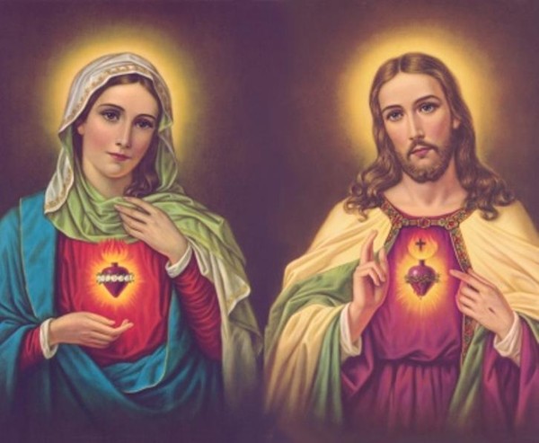 image du coeur de Jésus et de Marie